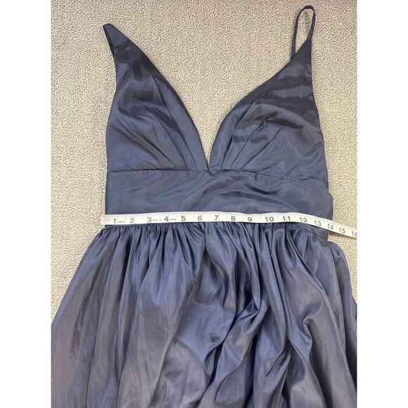 Fame and Partners Formal Dress High Low Prom Homecoming Wedding Navy Blue Size 6 - Picture 4 of 9